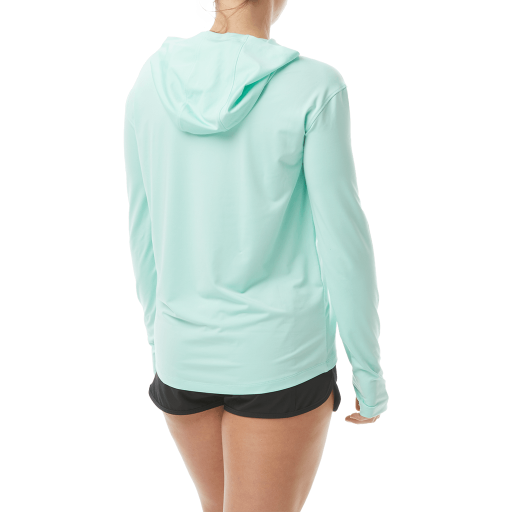 TYR Womens SunDefense Mint Hooded Long Sleeve Shirt - Aqua Shop