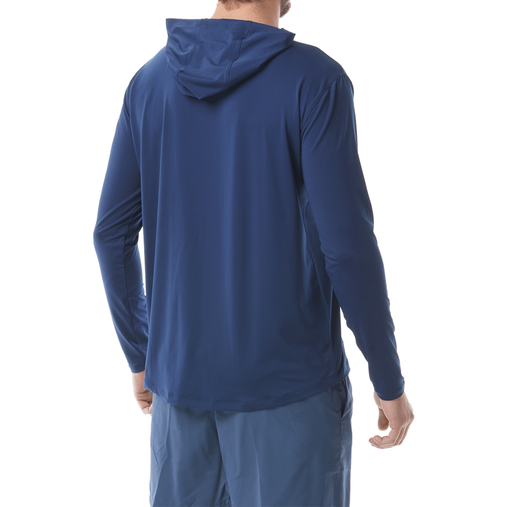 TYR Mens Hooded SunDefense Navy Long Sleeve Shirt - Aqua Shop