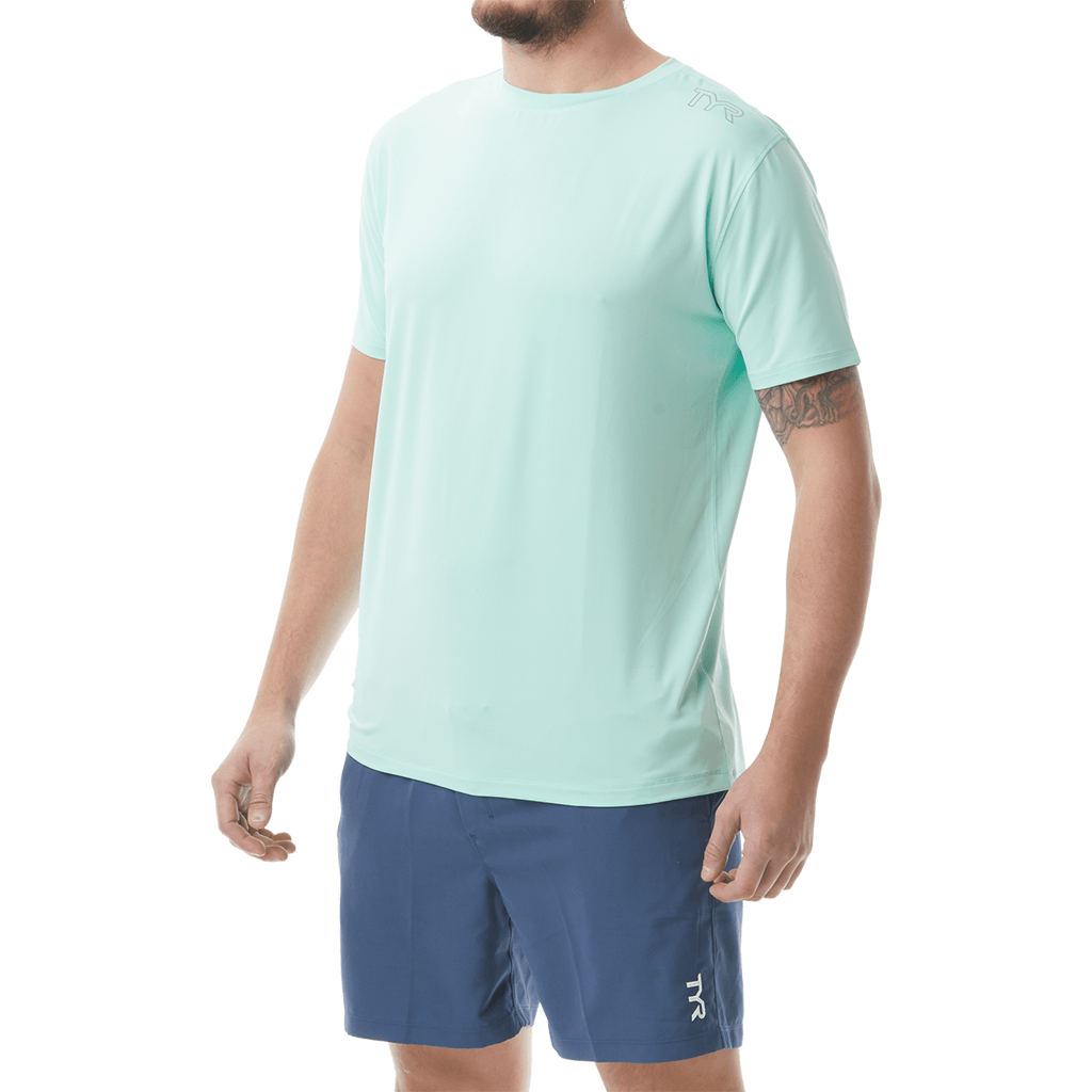TYR Mens SunDefense Mint Short Sleeve Shirt - Aqua Shop