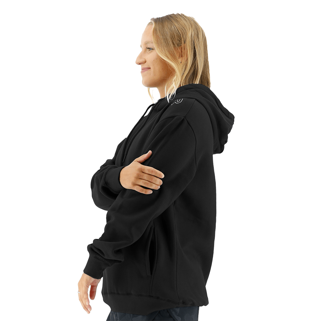 TYR Womens Outline Logo Hoodie Black/Silver - Aqua Shop