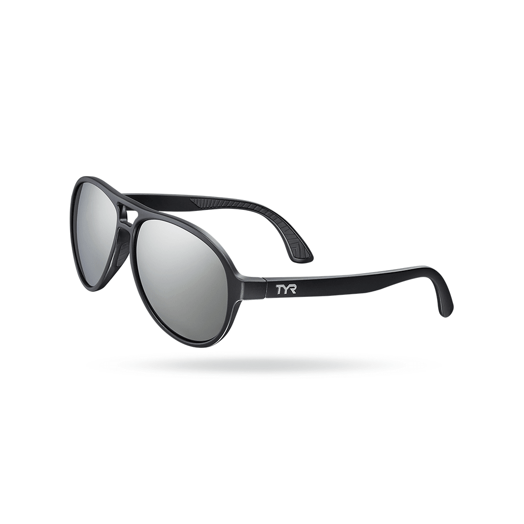 TYR Goldenwest Small Silver/Black Aviator HTS Sunglasses - Aqua Shop 