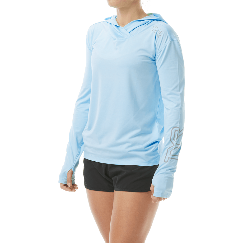 TYR Womens SunDefense Sky Blue Hooded  Long Sleeve Shirt - Aqua Shop 