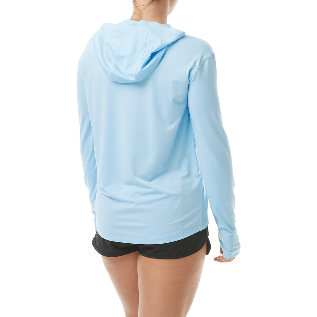 TYR Womens SunDefense Sky Blue Hooded  Long Sleeve Shirt - Aqua Shop 