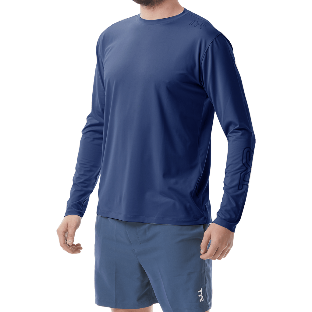 TYR Mens SunDefense Navy Long Sleeve Shirt - Aqua Shop 