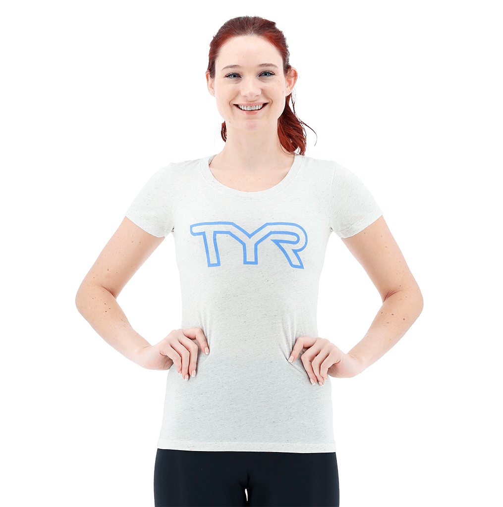 TYR Womens Big Outline T-Shirt - Aqua Shop 