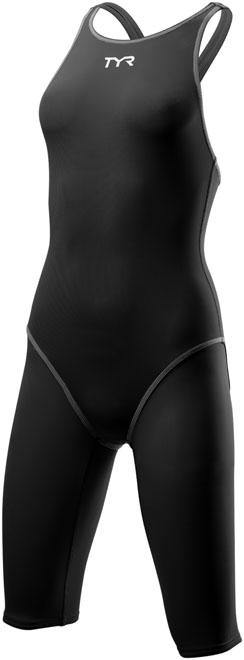 TYR Thresher Black/Grey Open Back Knee Race Suit - Aqua Shop 